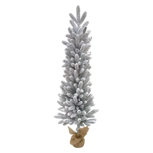 [7861204109141] Árbol de Navidad Nevado Pvc 120cm base de madera. Ref:0902