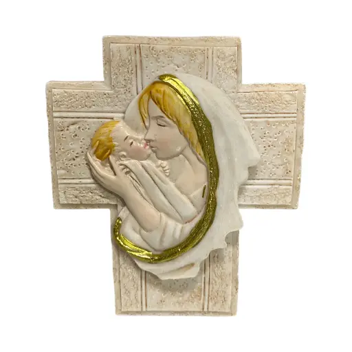 [7862103911873] Cruz Virgen, cerámica, Recuerdo. Ref:81711018. 7.5x9cm 