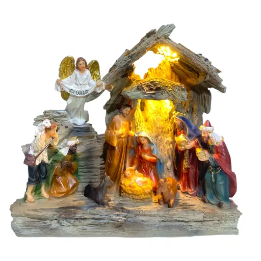 [244114] Nacimiento con luz, polirresina. REF:GS-108497-1 (27x11x25cm)