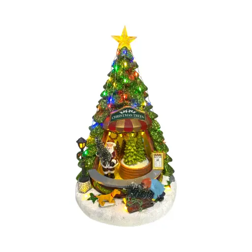 [240680] Casa Arbol de Navidad escena con luz y musical. USB, Ref:ES29012. (Ø22cm x 33cm)