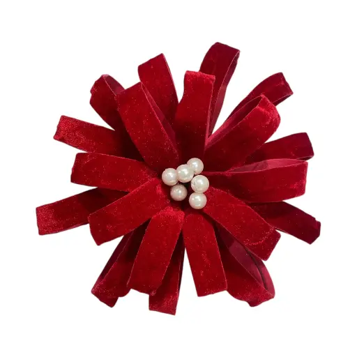 [282791] Flor Navideña Roja Terciopelo. Ref:ES29392. (Ø24cm x 27cm)