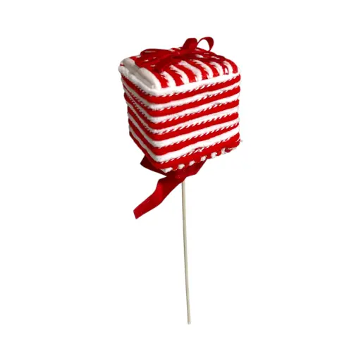[811708] Caja de Regalo Candy Rojo/Blanco, pincho. Ref:ES29546 (11x11x11cm Largo de pincho 47cm)