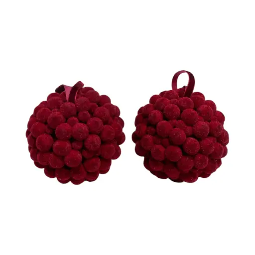 [396133] Esfera Navideña Borgoña Texturizada bolitas, set x2pcs. Ref:ES29380. Ø10cm