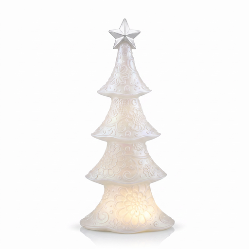 [630931] Árbol navideño beige de resina con luz. (16.50x8.5x.34cm) 2AA Ref: TG925952