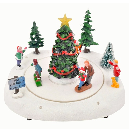 [517128] Escena Navideña Árbol niños jugando, con luz, moviento y sonido. Ref:DF66596