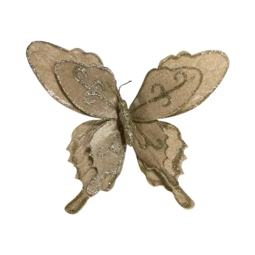 [393999] Mariposa Navideña Champagne 34x30cm. Ref:ES29965
