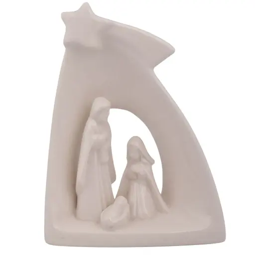 [723816] Sagrada Familia de Cerámica blanca con textura. Ref:AYL20191018-11. (12.5x5.6x16.7cm)