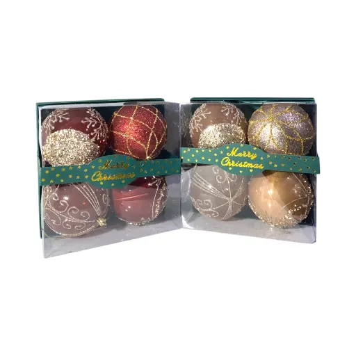 [996253] Esfera Navideña Burgundy Imperial y Champagne surt. Ø 10cm set x 4pzs. Ref:ES29637. 