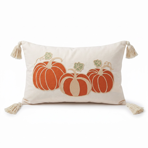 [D8MJ1022] Forro de cojín rectangular, calabazas de terciopelo y yute, 30x50cm