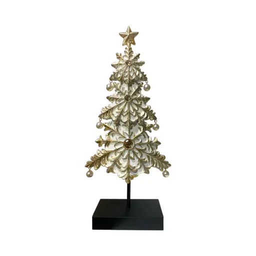 [359366] Árbol Navideño Champagne/Crema, resina. Ref:TG76615 (21x9x48cm) 