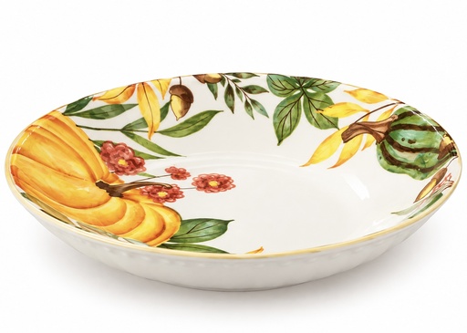 [M7MJ741] Plato hondo de cerámica calabaza 20x3.5cm, colección cosecha thanksgiving