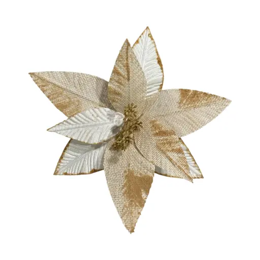 [669277] Flor Navideña Yute lino crema, Ø28cm. Ref:669277