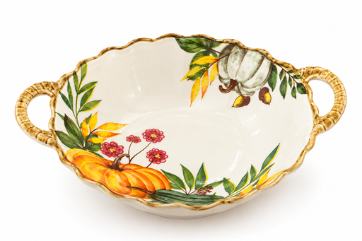 [M7MJ738] Ensaladera con asas 20x7.5cm. Colección Cosecha Thanksgiving