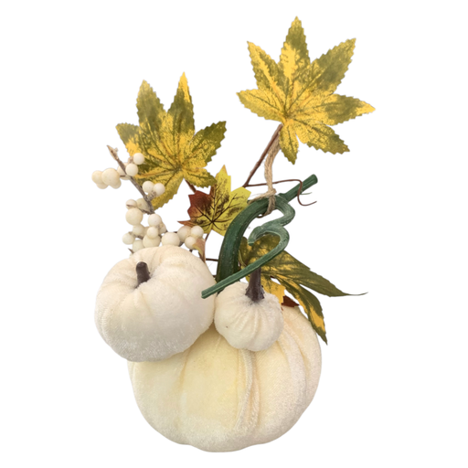 [D5MJ146] Rama otoñal colgante de calabazas, hojas de arce y bayas blancas. 22cm