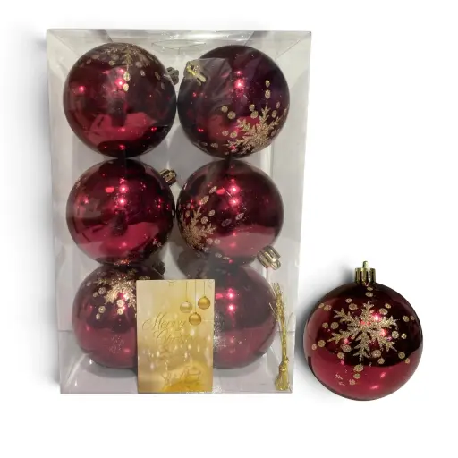 [880977] Esfera Navideña Burgundy copo champagne, set x 6pcs. Ø8cm. Ref:AR3-8006BH402-CHR