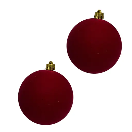 [663502] Esfera Navideña Terciopelo Burgundy  Ø10cm, set x 2pcs. Ref:AR3-1002(FL)