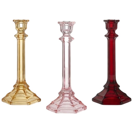 Candelabro de vidrio 3 tonos, 10x24cm. Ref:HM1170/BY0620-14XL.