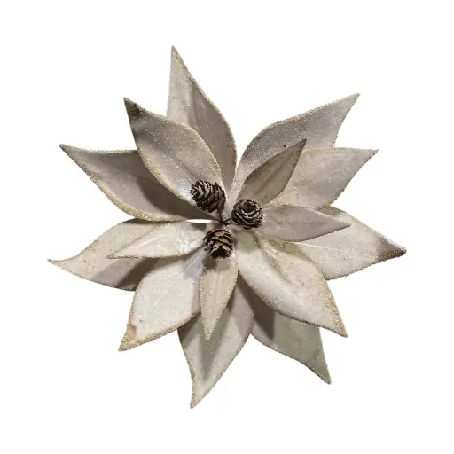 [471489] Flor Navideña Beige con piña, Ø28cm x 30cm. Ref:ES2994