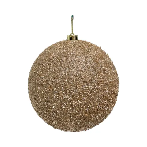 [418529] Esfera Navideña Champagne con perlas y lentejuelas Ø20cm. Ref:ES29587