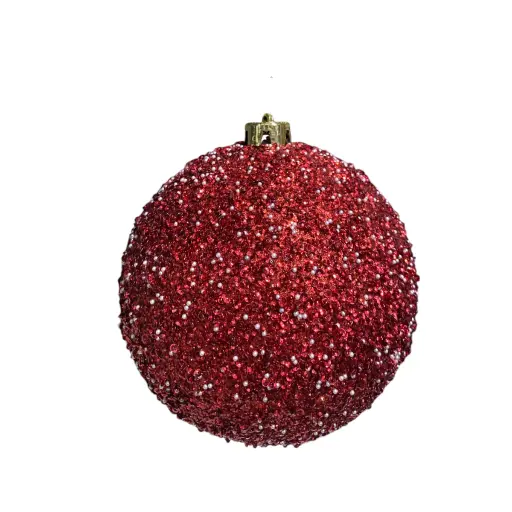 [327285] Esfera Navideña Roja con perlas y lentejuelas Ø15cm. Ref:ES29596