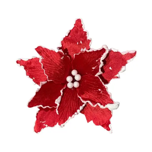 [5116828258] Flor Navideña Roja filo blanco, Ø25cm. Candy